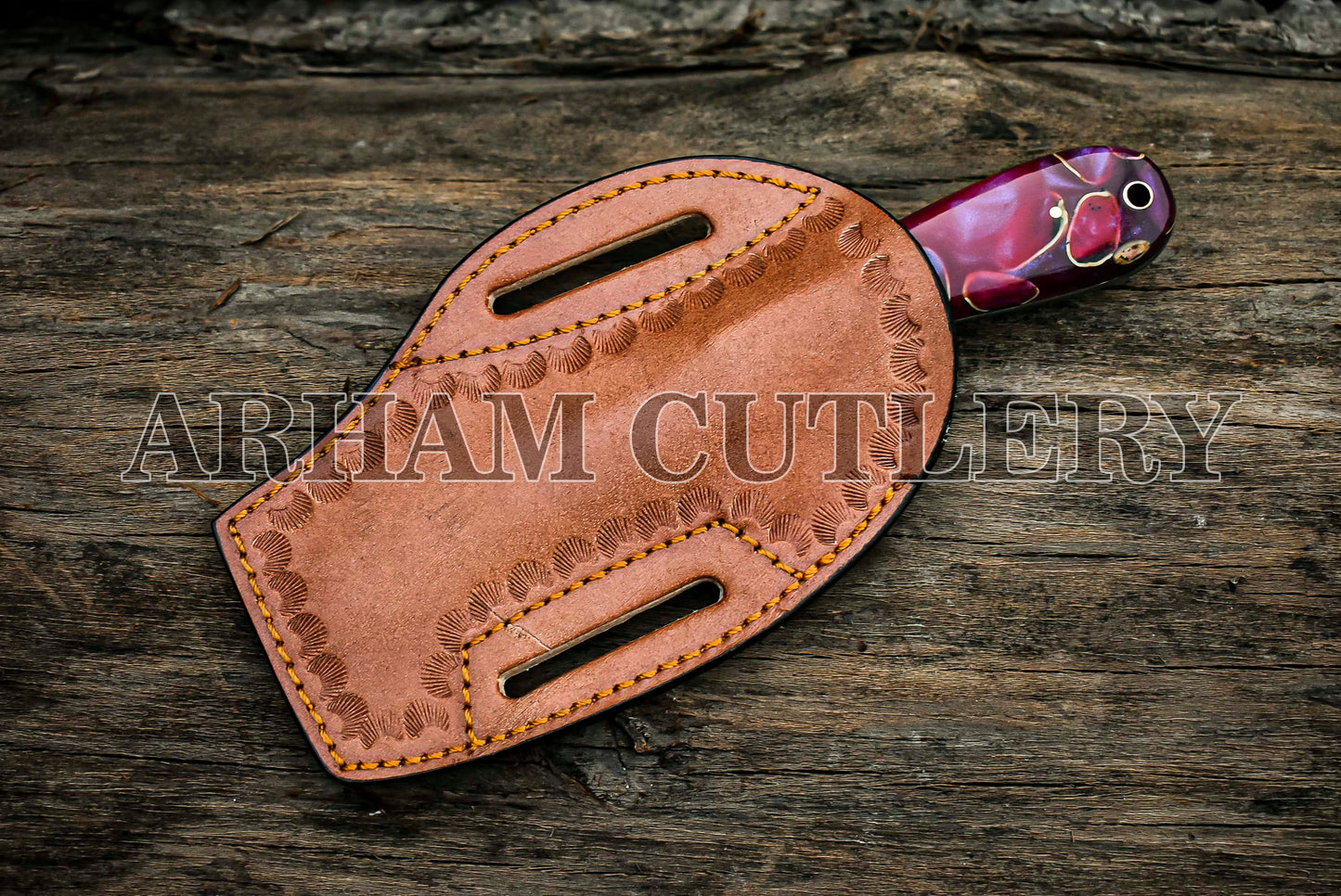 Hand Forged Praying Cowboy Knife With Leather Case Arham Cutlery