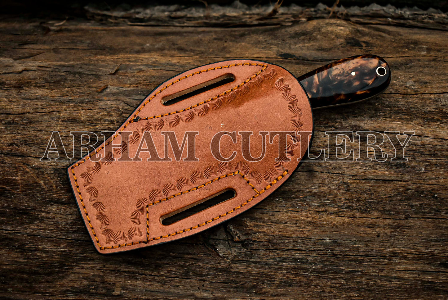 Praying Cowboy Knife With Leather Sheath Arham Cutlery