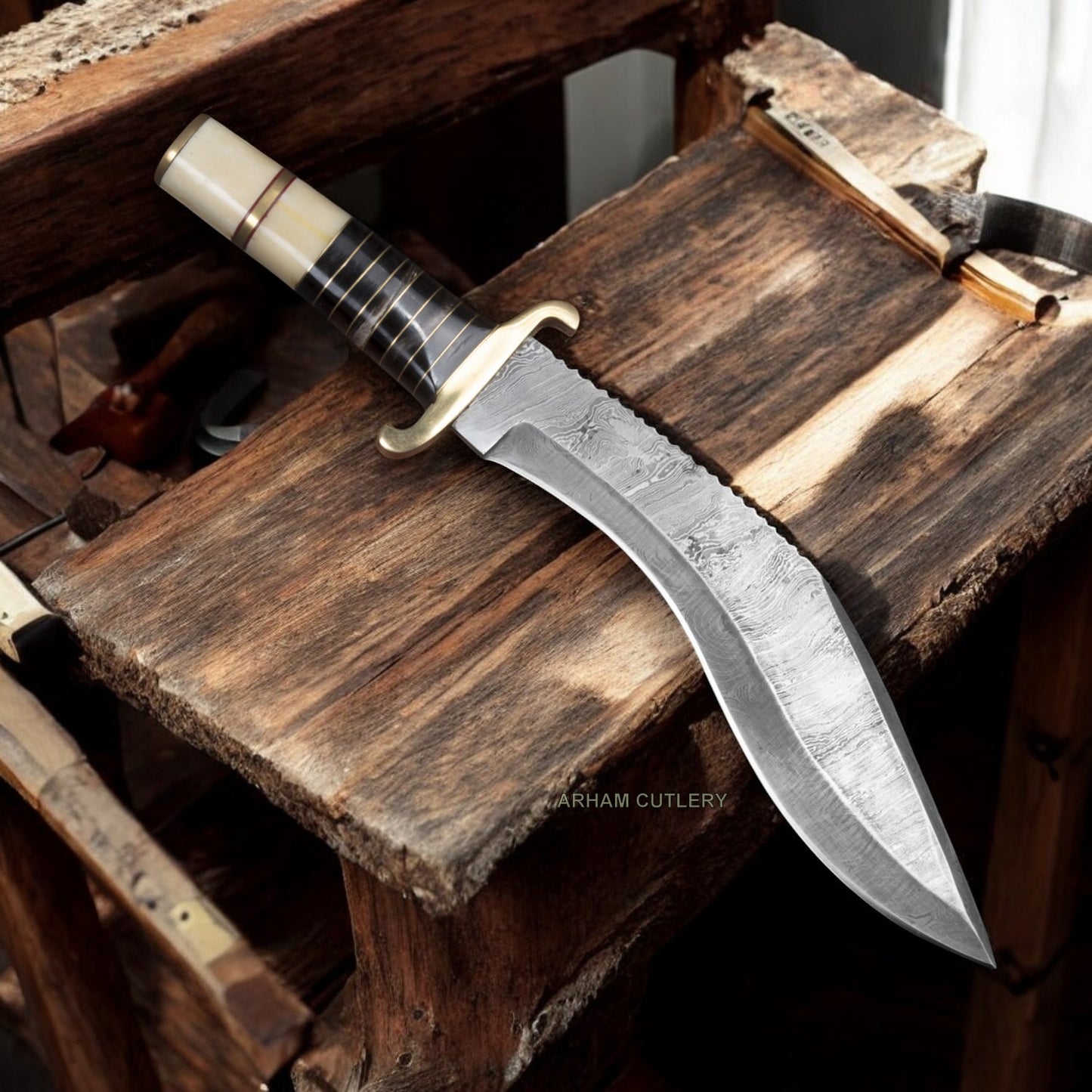 Handmade Hunting Kukri Knife With Leather Sheath
