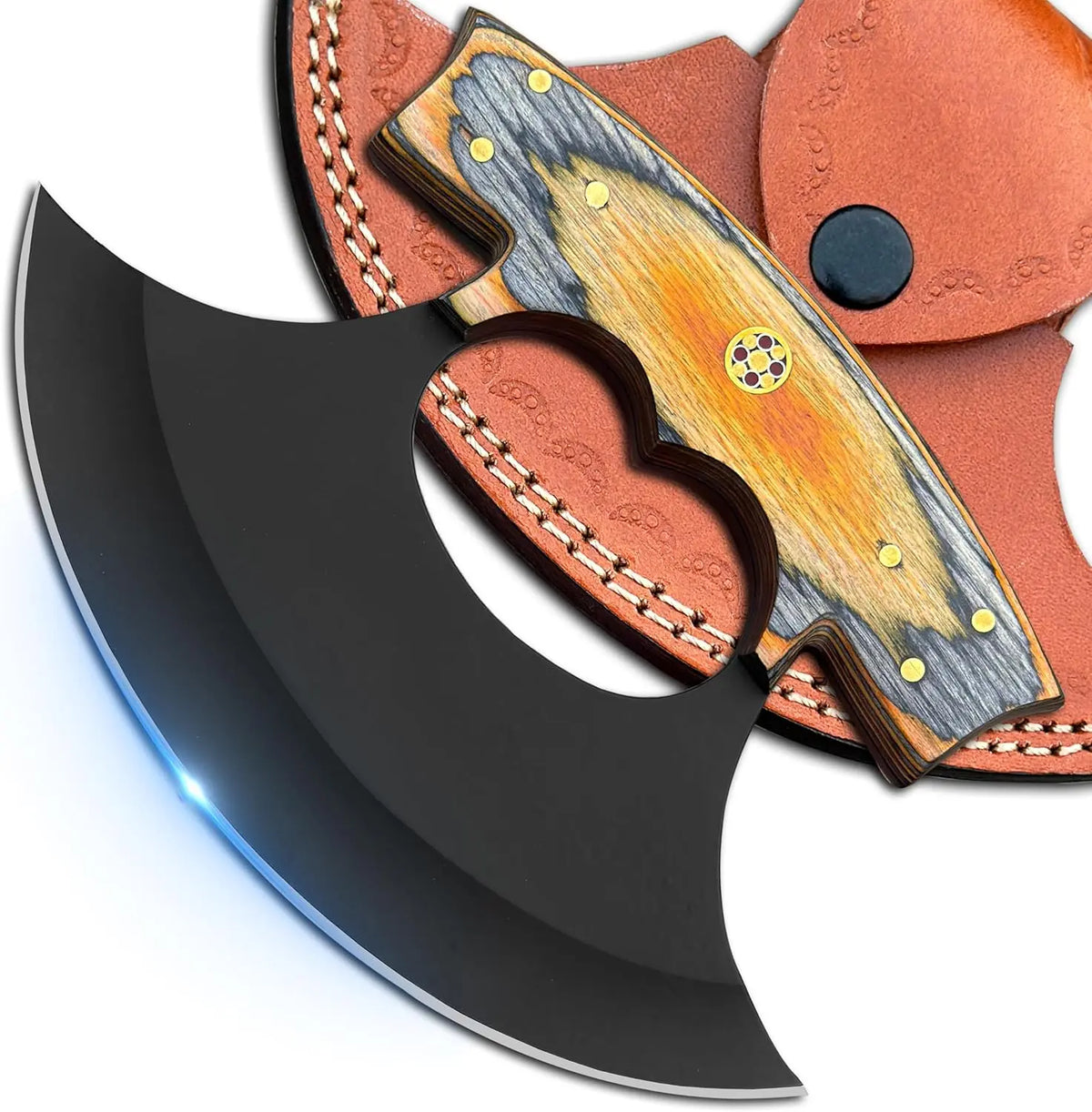 Handmade Pizza Cutter , ULU Knife With Leather Sheath , Arham Cutlery Arham Cutlery