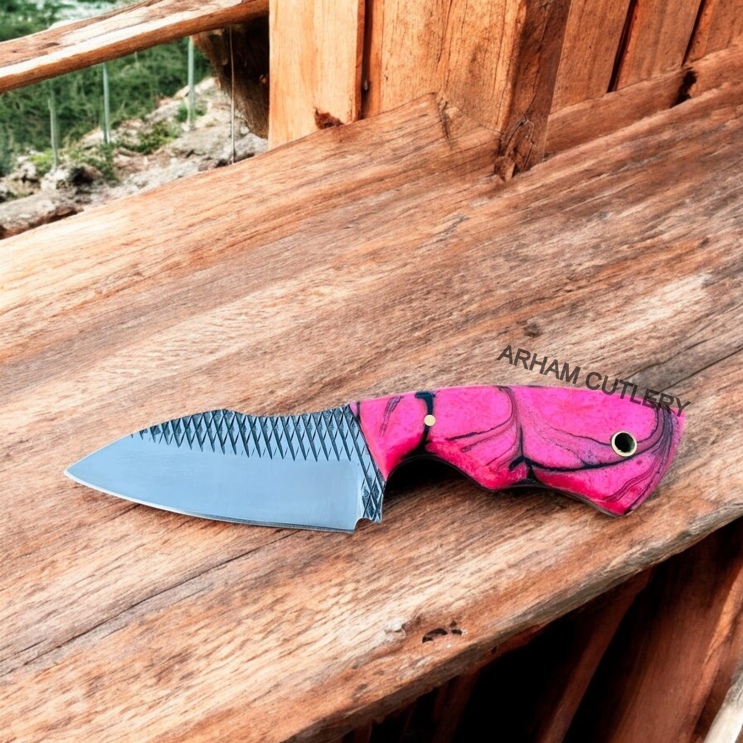 Rasp File Handmade Fixed Blade EDC Knife With Leather Sheath