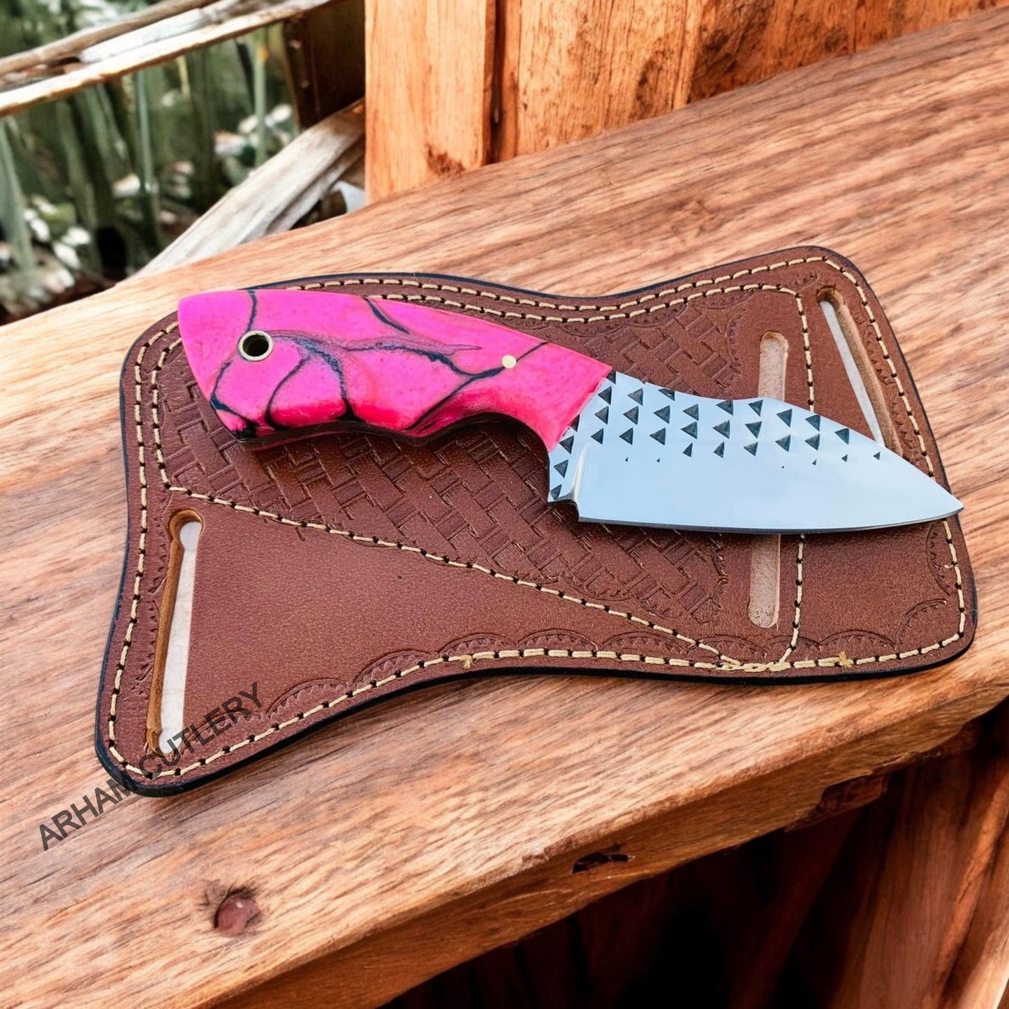 Rasp File Handmade Fixed Blade EDC Knife With Leather Sheath
