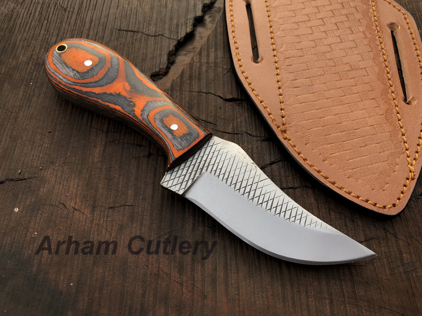 Ferrier rasp file Skinning knife With Cross Draw Leather Sheath , Arham Cutlery Arham Cutlery