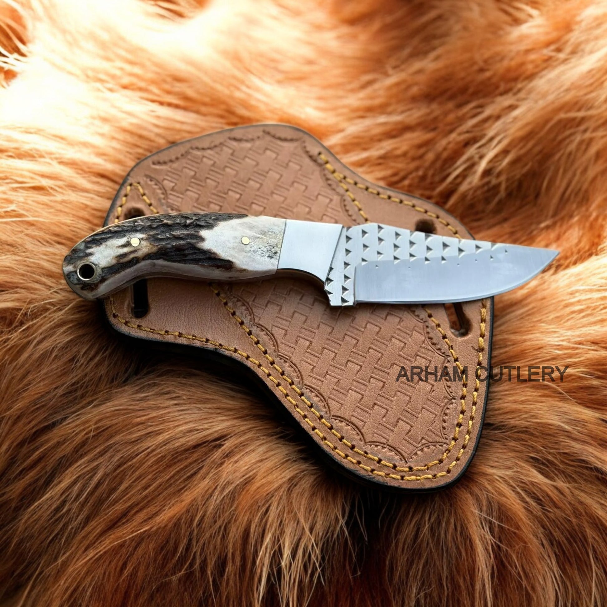 Stag Horn Knife Hand Forged Rasp File Knife