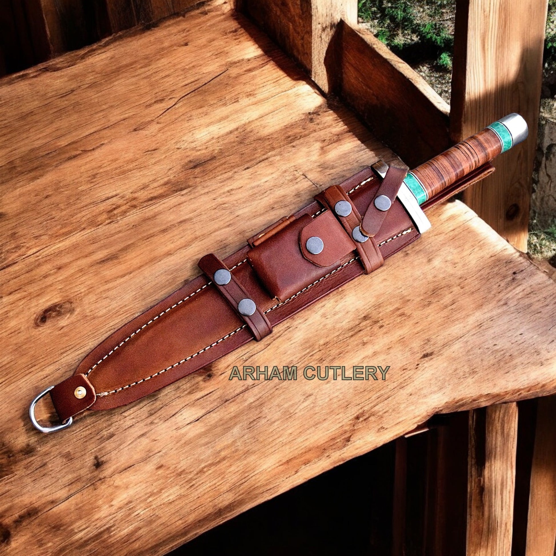 Viking Snake-Eye D2 Toothpick Combat Dagger With Leather Sheath
