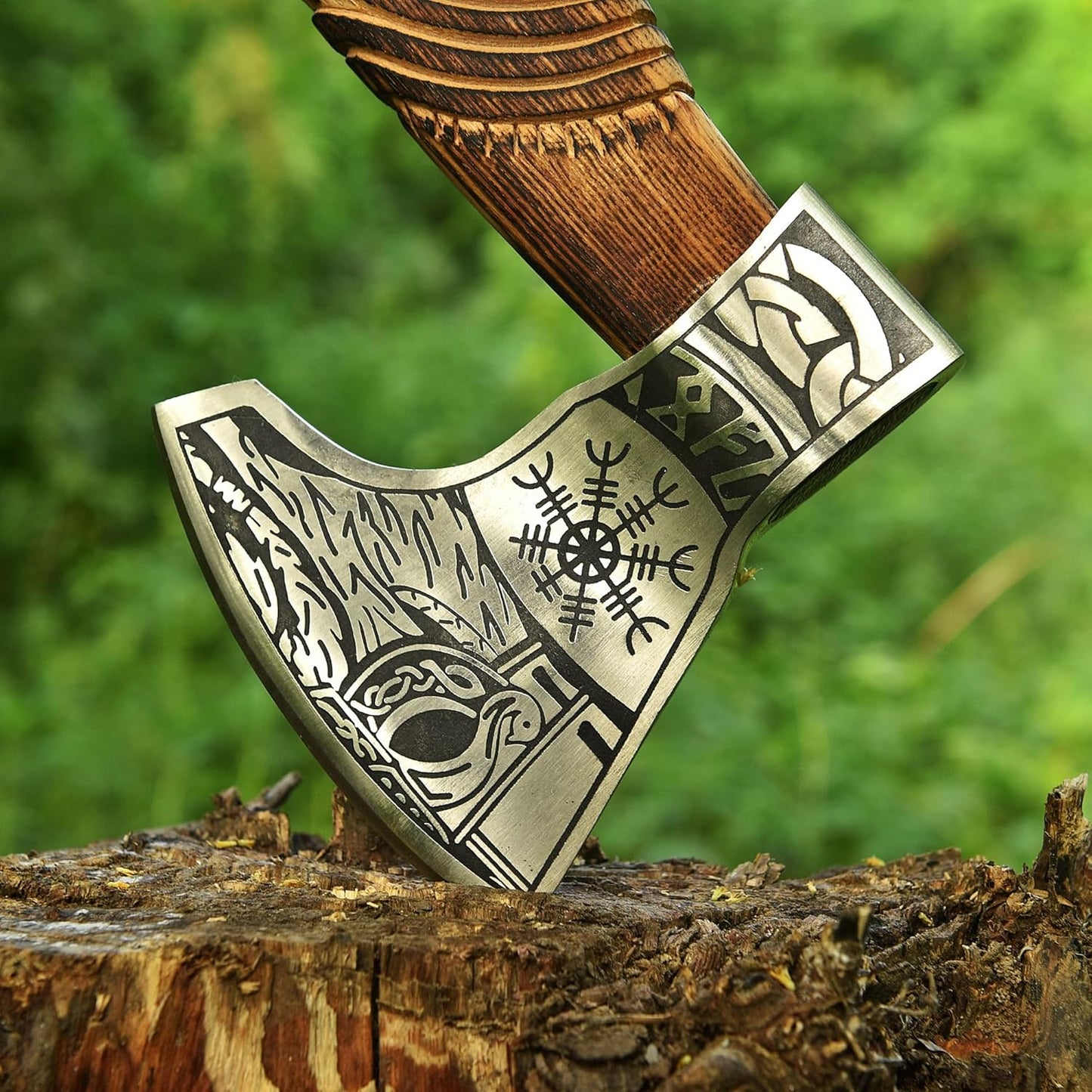 Viking Axe, Hatchet Axe, Tomahawk, Bearded Axe, Hand Forged High Carbon Steel Outddor Camping Axes with Leather Cover , Arham Cutlery
