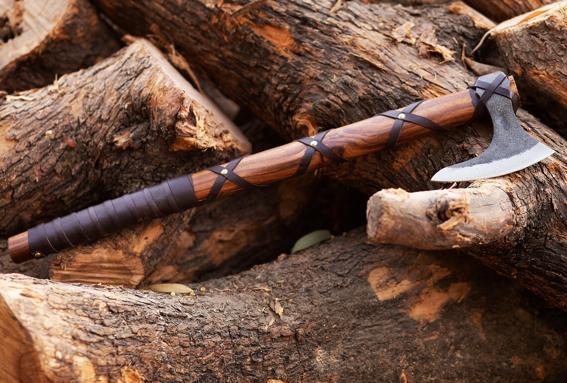 Ragnar Viking AXE  Hand Forged  Camping Axe with Rose Wood Handle , Arham Cutlery