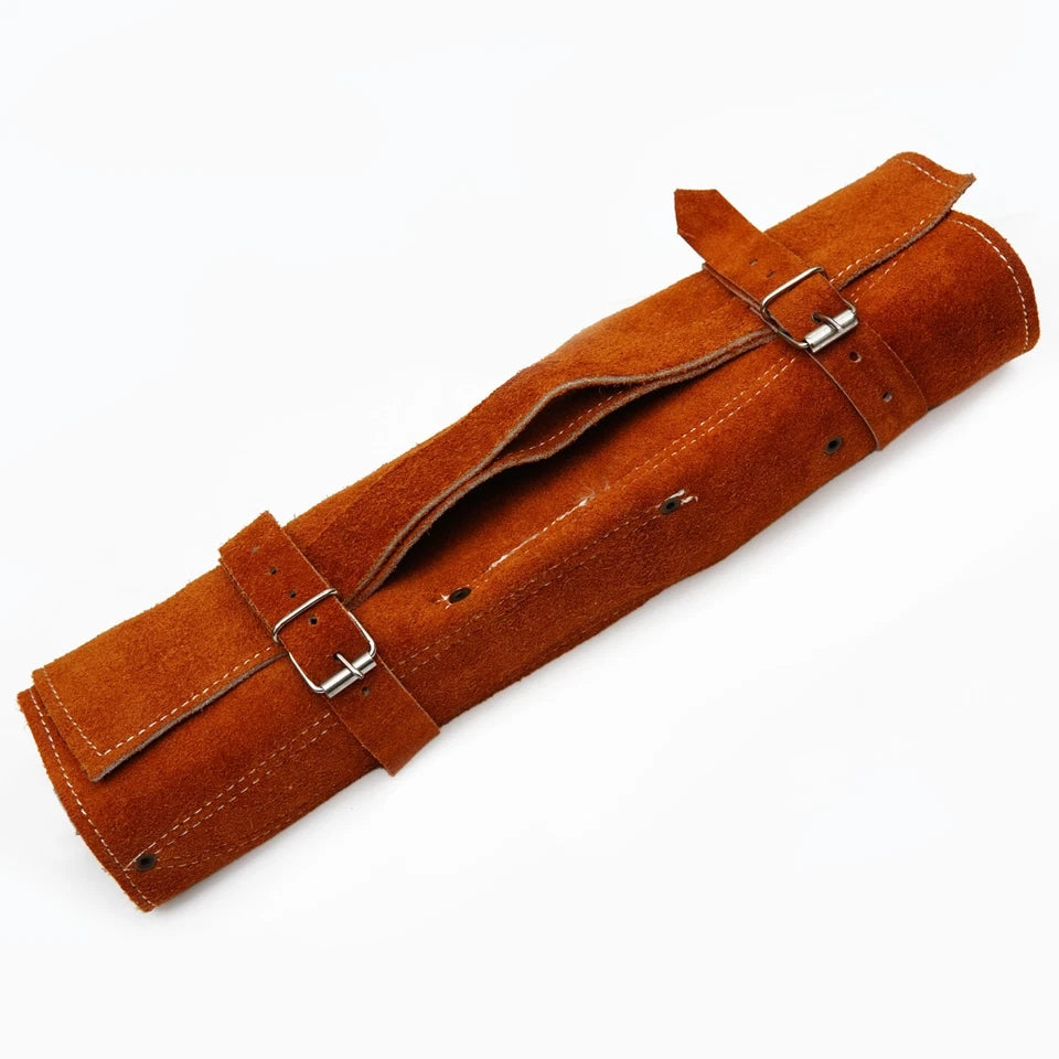 Handcrafted D2 Steel 5-Piece Chef Knife Set – Hammered Black Blades, Blue Resin Handles & Leather Carry Bag | Arham Cutlery