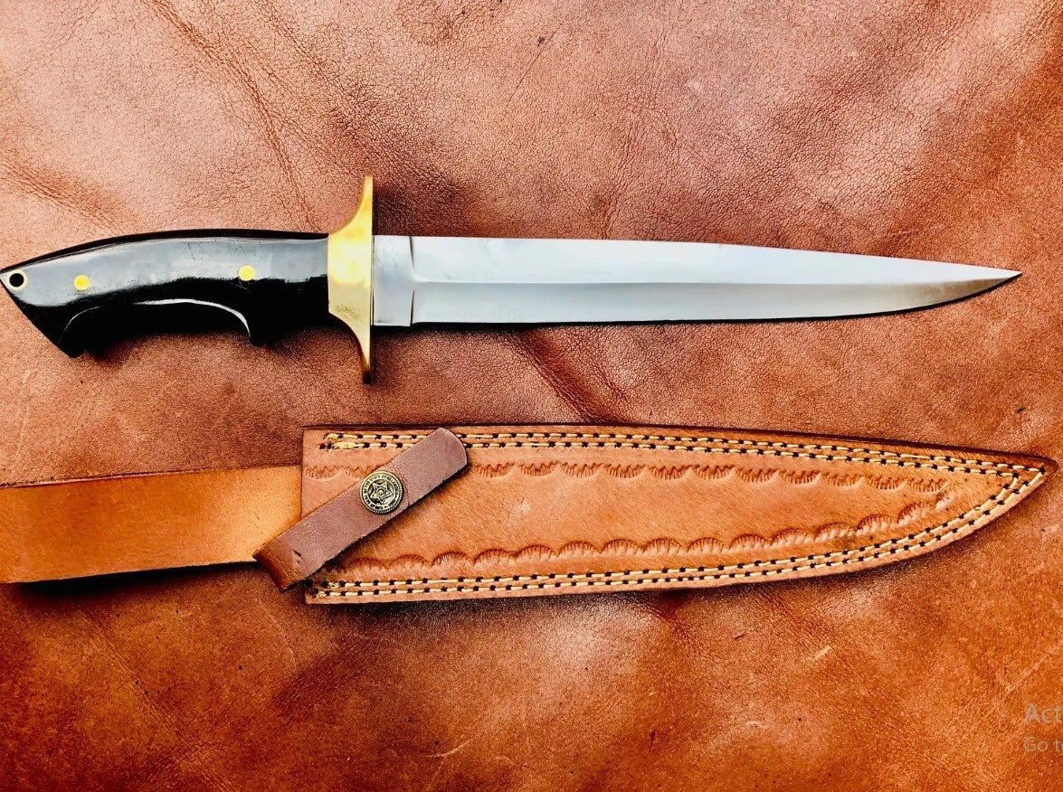 Hand-Forged D2 Steel Fixed Blade Hunting Knife – Full Tang Camping Knife with Buffalo Horn Handle | Arham Cutlery