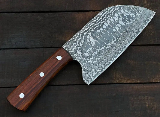 Premium Handmade Damascus Butcher Cleaver with Leather Sheath | Custom Full Tang Kitchen Chopper Knife Arham Cutlery