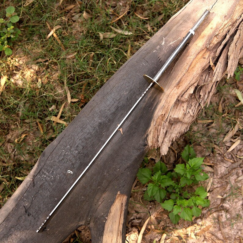 Arham Cutlery Handcrafted J2 Steel Machete – 30.5” Full Tang Bushcraft Blade with Wood & Resin Handle and Leather Sheath