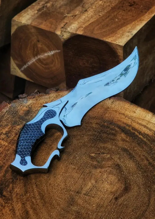 Arham Cutlery Custom Handmade Carbon Steel Hunting Knife – 15” Curved Blade with Honeycomb Resin Handle & Sheath - Arham Cutlery