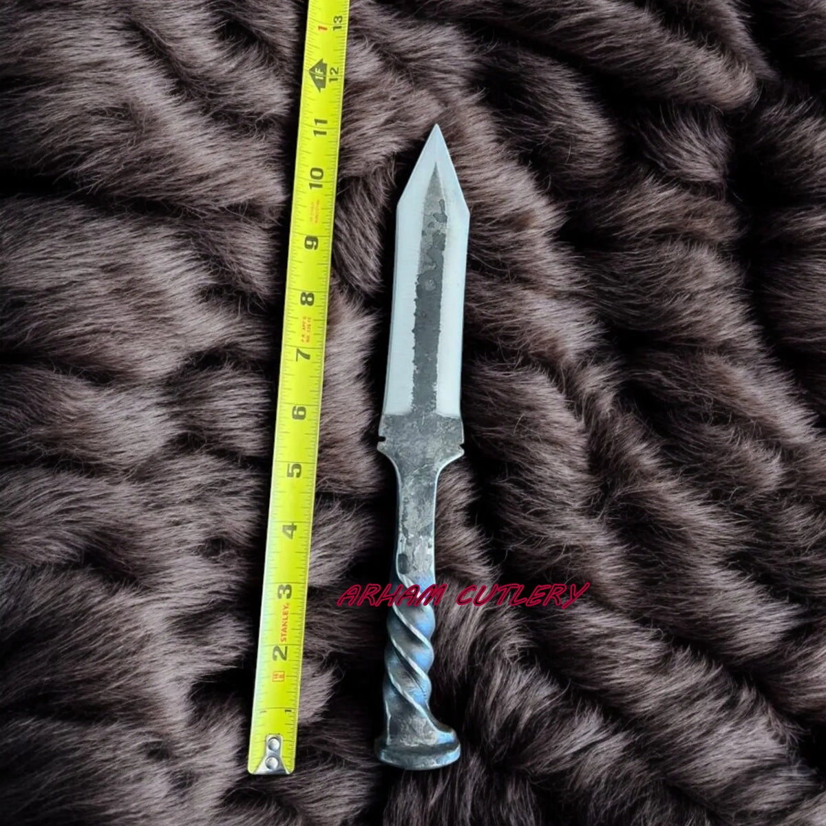 Heavy Duty Handmade D2 Railroad Dagger with Leather Sheath | 11.5” Custom Forged | Arham Cutlery - Arham Cutlery