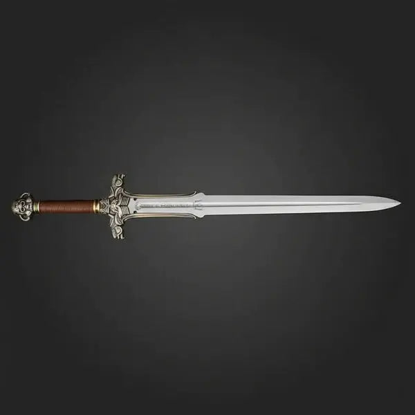Dragon Guard Medieval Broad Sword with Leather Grip & Skull Pommel Arham Cutlery