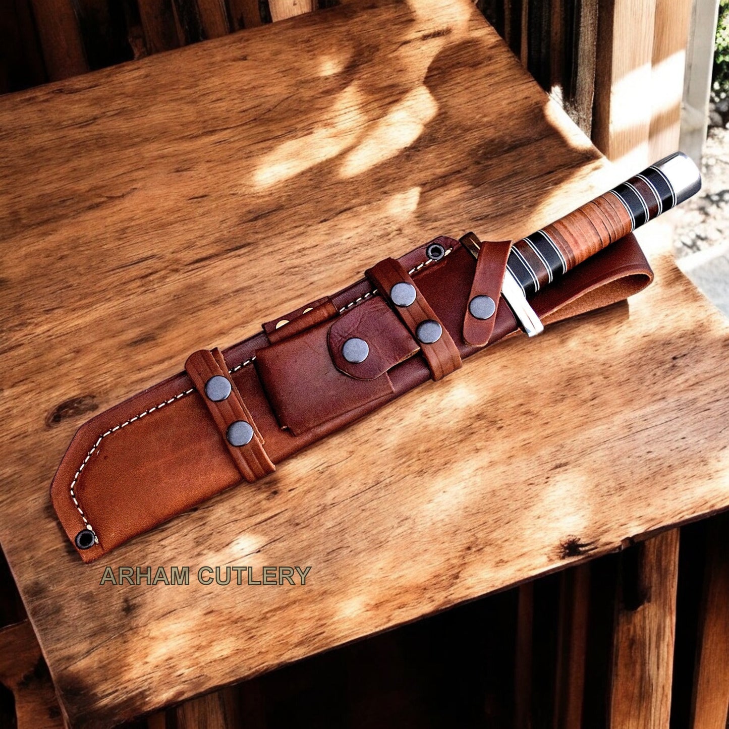 Viking Iron-Side D2 Combat Hunter Bowie With Leather Sheath
