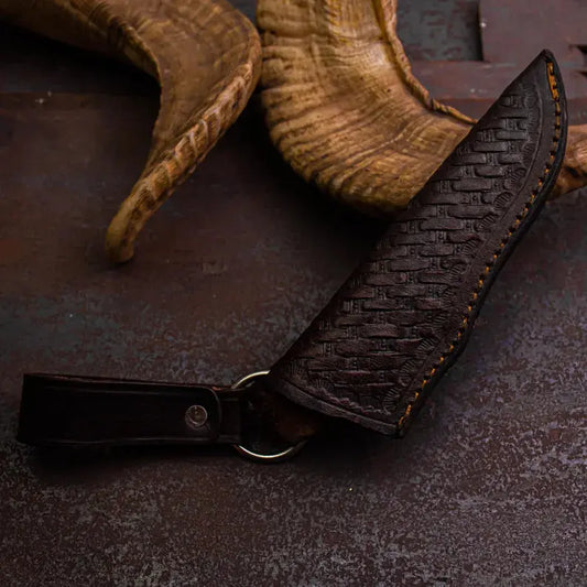 Handmade Hunting Knife with Brass Inlay Blade – Stainless Steel Fixed Blade Knife, Gloss Handle with Leather Sheath - Arham Cutlery