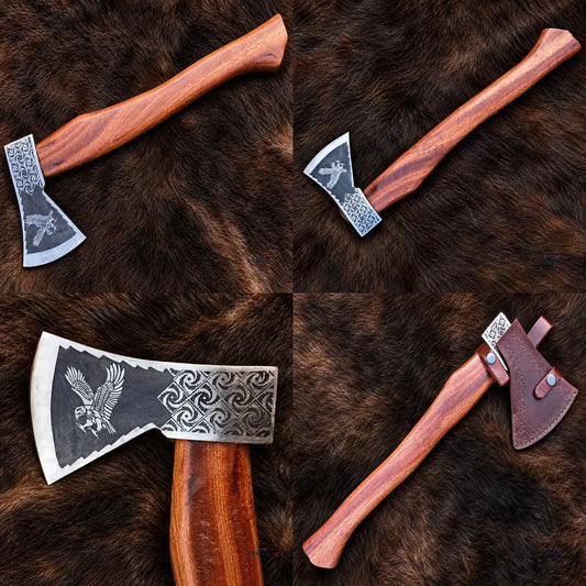 Teakwood Jarl Hand-Forged Viking Axe – Carbon Steel & Teak Wood Arham Cutlery