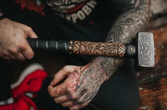 Custom Handmade Viking War Hammer – 5kg Forged Steel Hammer with Oak Wood Handle Arham Cutlery