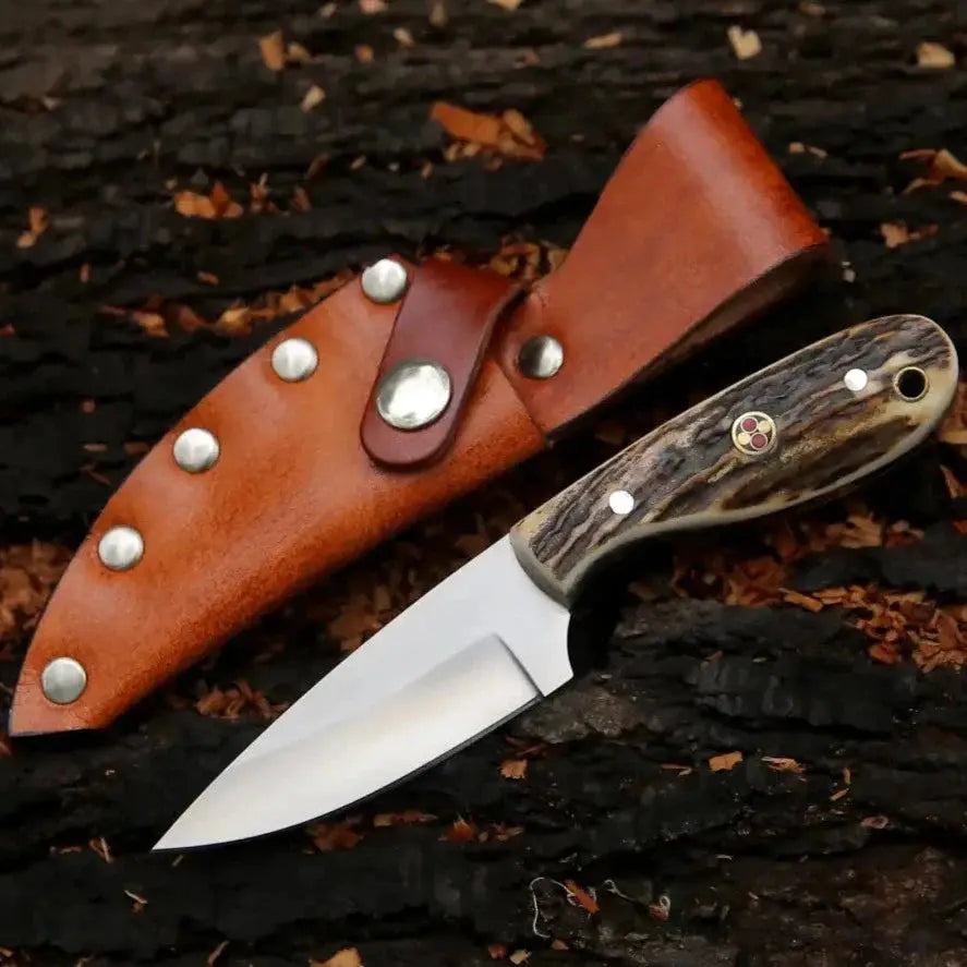 Hand Forged Full Tang Skinner Knife - Stag Antler Handle - D2 Steel- 7 inches - Arham Cutlery