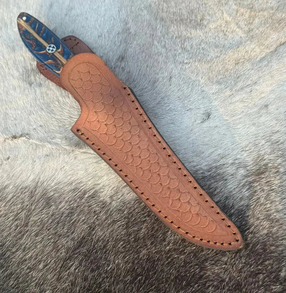 Handmade Carbon Steel Fillet & Fishing Knife with Hardwood Handle & Leather Sheath | Arham Cutlery - Arham Cutlery