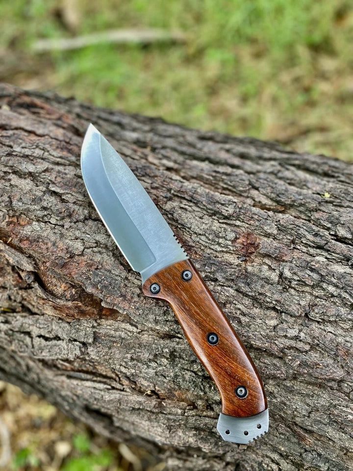 Handmade Fixed Blade Bushcraft Knife – Full Tang Stainless Steel Outdoor Knife with Leather Sheath | Arham Cutlery