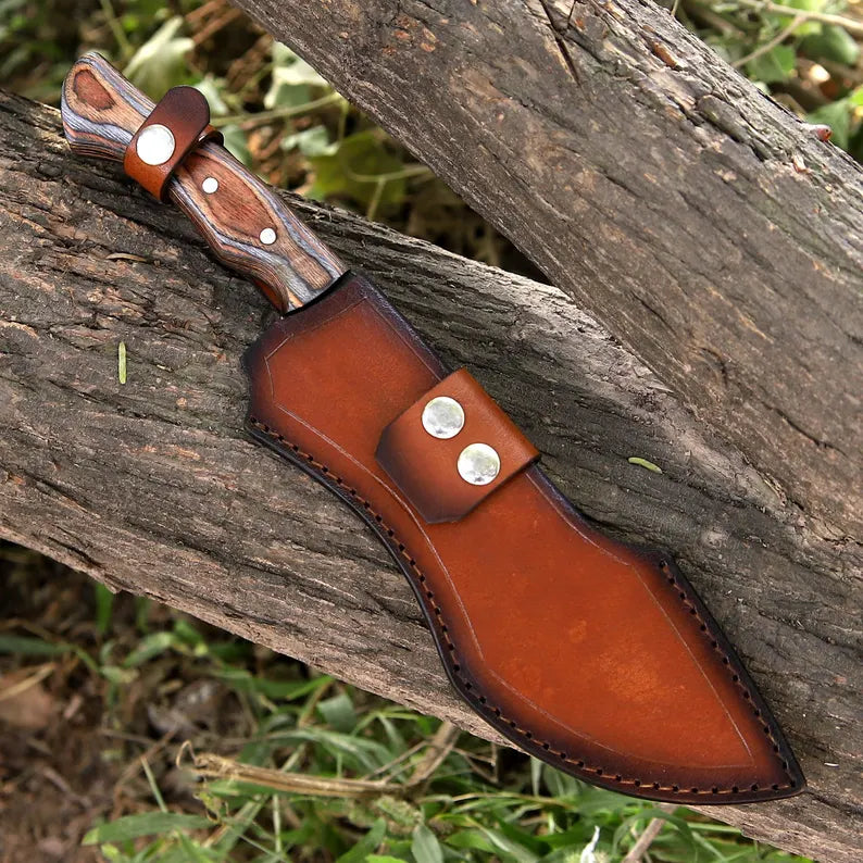 Handmade J2 Steel Hunting Knife – Fixed Blade with Pakka Wood Handle & Leather Sheath | Arham Cutlery