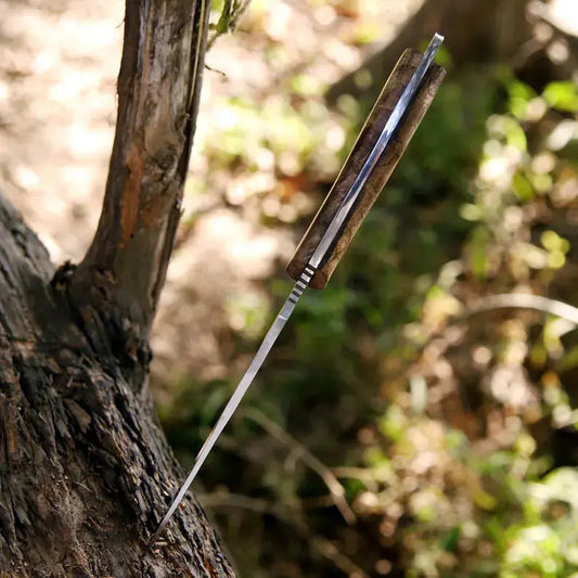 Handmade J2 Steel Skinner Knife – Full Tang Blade with Olive Wood Handle & Leather Sheath - Arham Cutlery