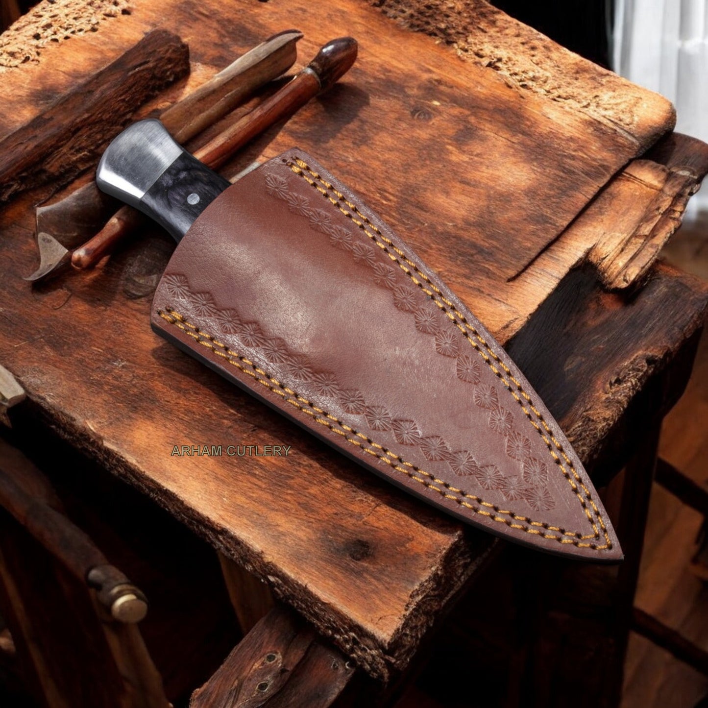 Handmade Damascus Steel Mini Dagger EDC Knife