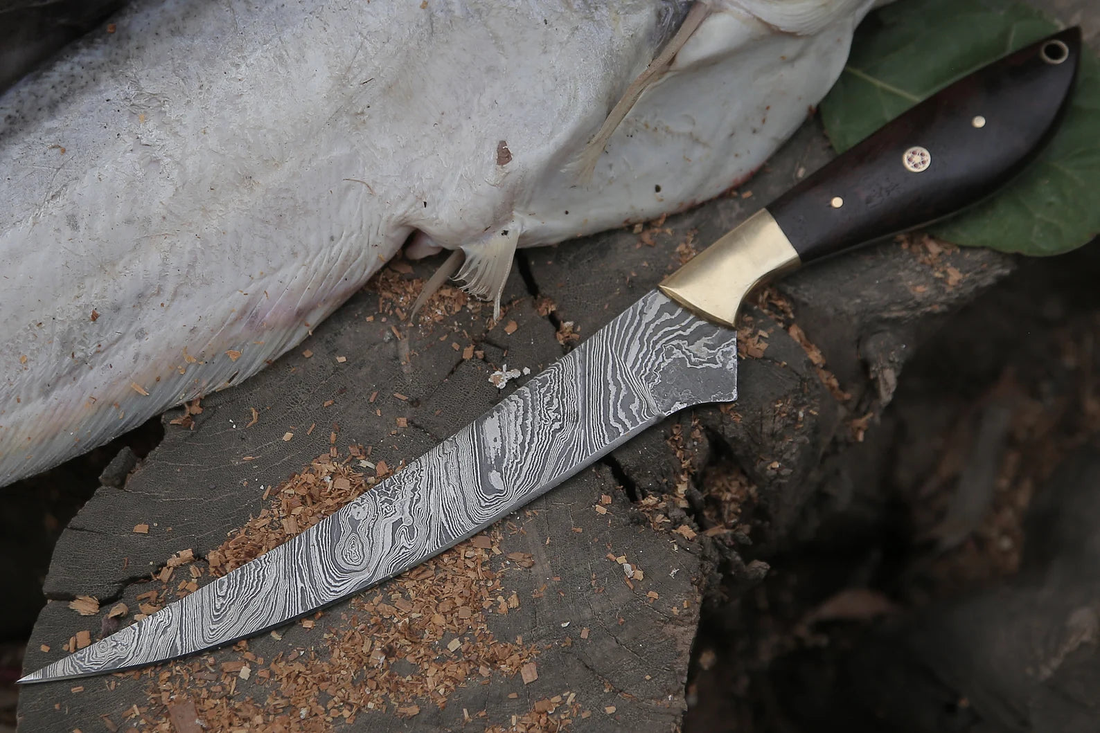 Custom Handmade Kitchen Fishing Fillet Chef Knife With Flexible Blade And Pure Leather Sheath - Arham Cutlery