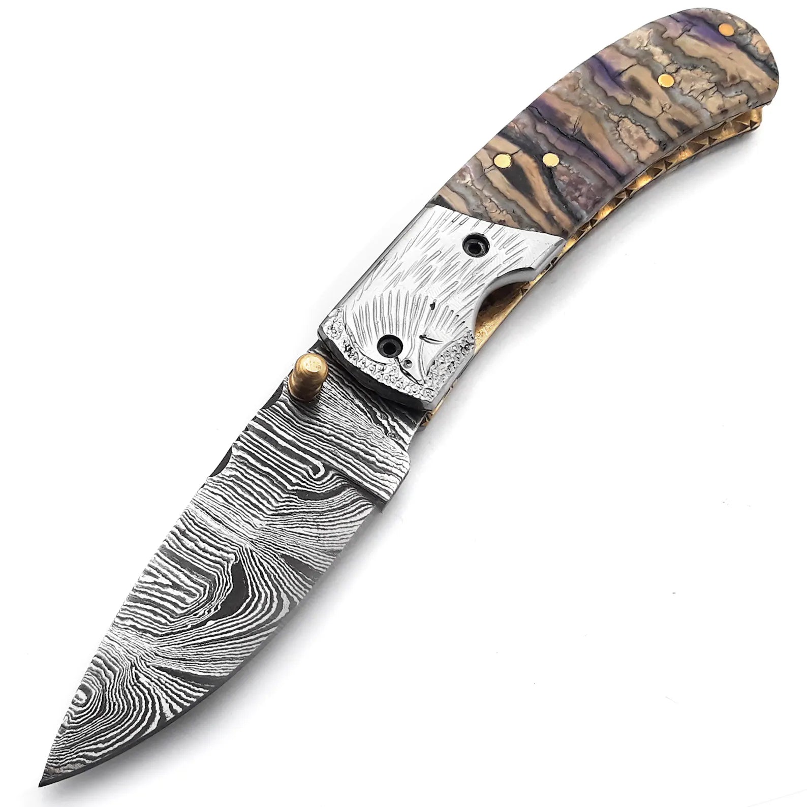Handmade Damascus Steel Folding Blade Knife - Arham Cutlery