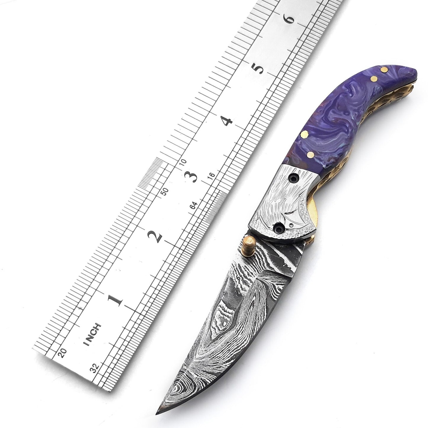 Handmade Damascus Steel Folding Blade Knife - Arham Cutlery