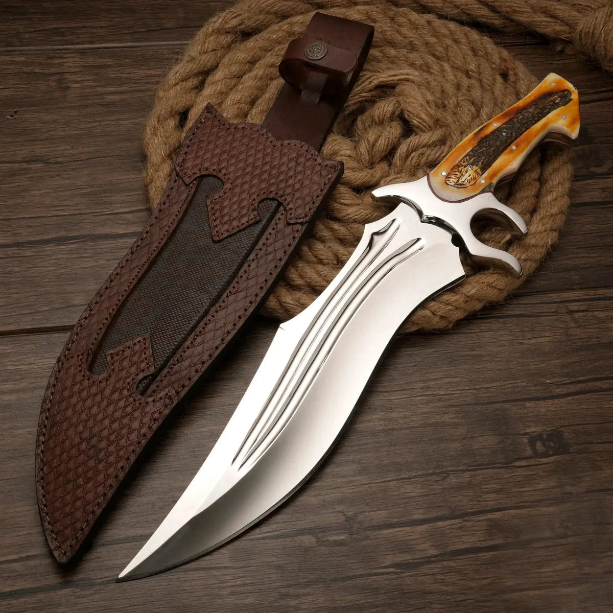 Classic Bowie Knife Hand-Forged 12c27 Steel Gift For Him
