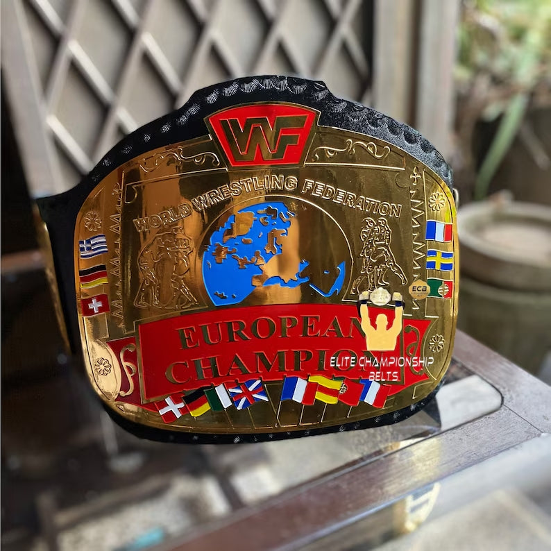 New Men's European Champion World Heavyweight Black Handmade Hand tooled Leather Heavyweight Championship Replica Belt | Arham Cutlery Arham Cutlery