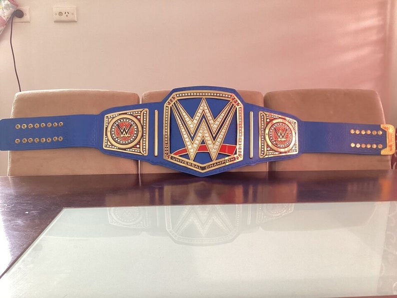 Universal Blue Heavyweight Wrestling Championship Adult Belt Replica With 2 MM & 4 MM Brass Alloy Plates Leather Fighting | Arham Cutlery Arham Cutlery