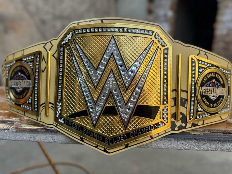 Wrestle Mania 41 Los Vegas Wrestling Championship Replica Title Belt 2mm Plates Adult Size
