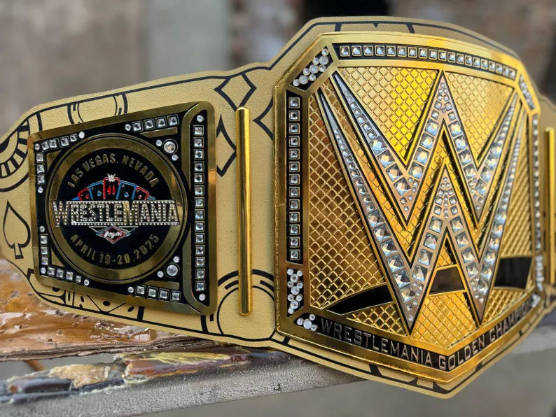 Wrestle Mania 41 Los Vegas Wrestling Championship Replica Title Belt 2mm Plates Adult Size