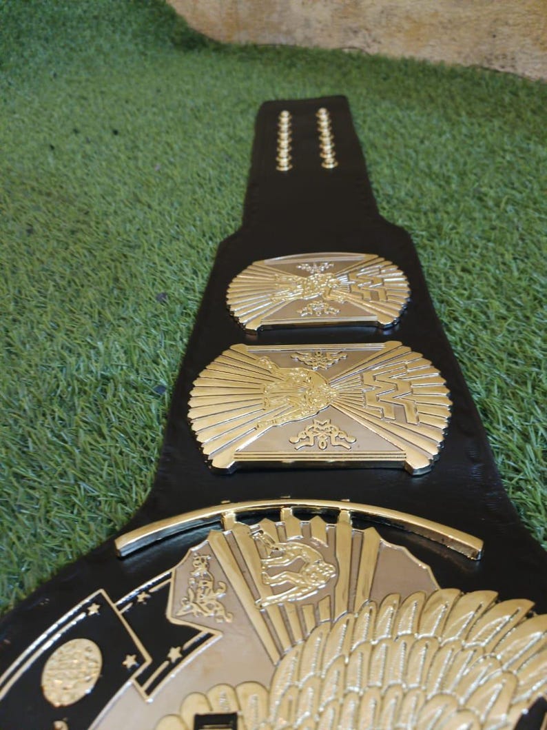 Winged Eagle Dual Championship Title Replica Belt, Brass plates Adult Size, 3d Casting plates 5mm