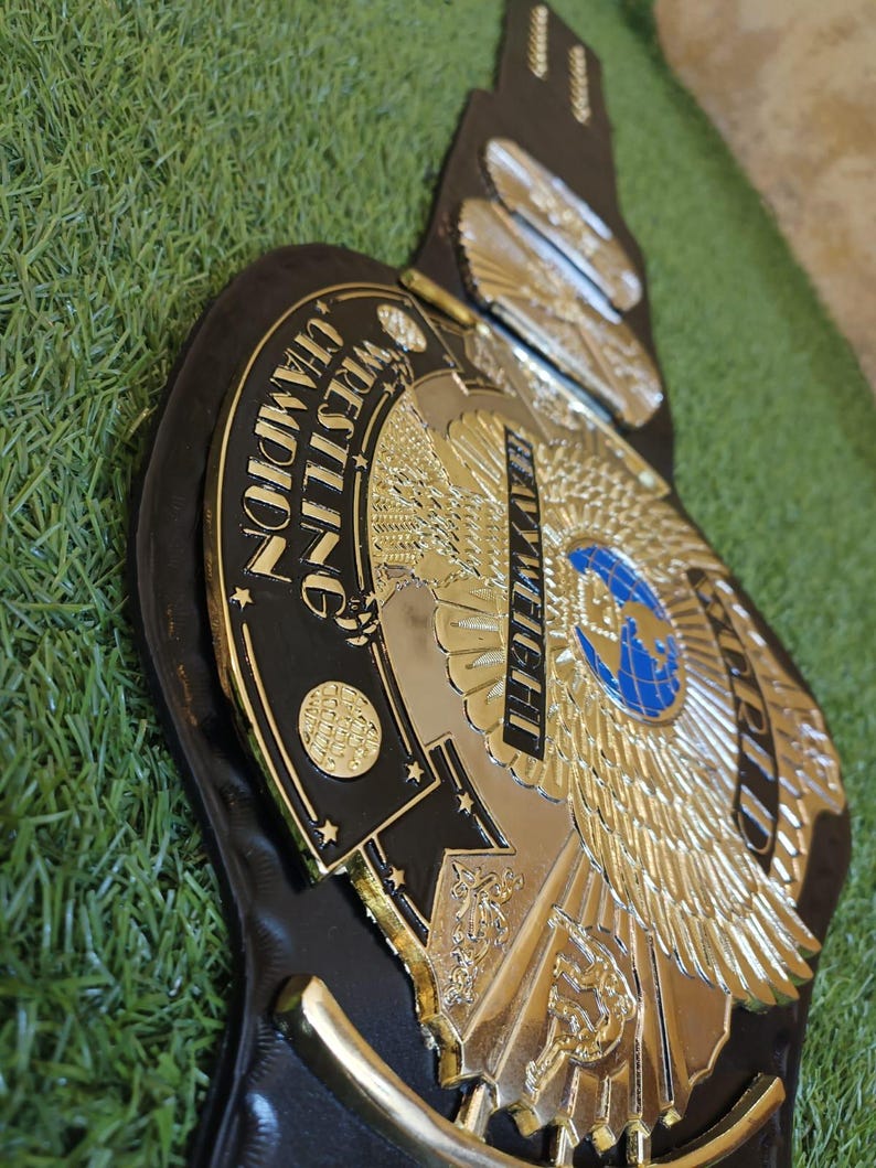 Winged Eagle Dual Championship Title Replica Belt, Brass plates Adult Size, 3d Casting plates 5mm