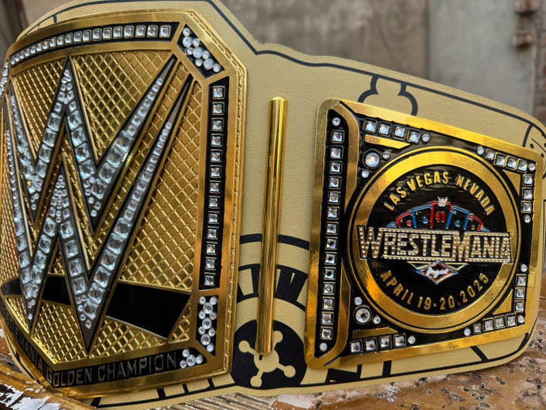 Wrestle Mania 41 Los Vegas Wrestling Championship Replica Title Belt 2mm Plates Adult Size