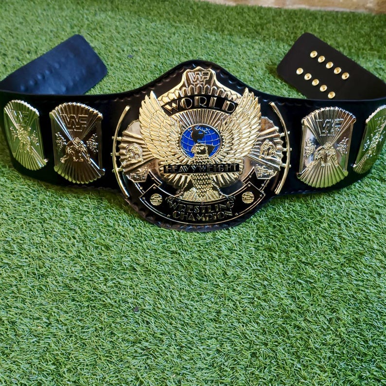 Winged Eagle Dual Championship Title Replica Belt, Brass plates Adult Size, 3d Casting plates 5mm