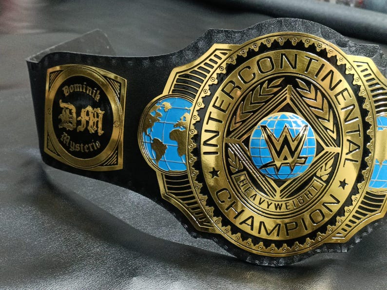 New Intercontinental Heavyweight Wrestling Champion Title Belt, Dominik Mysterio side plate 2mm Metal, Adult Size Arham Cutlery