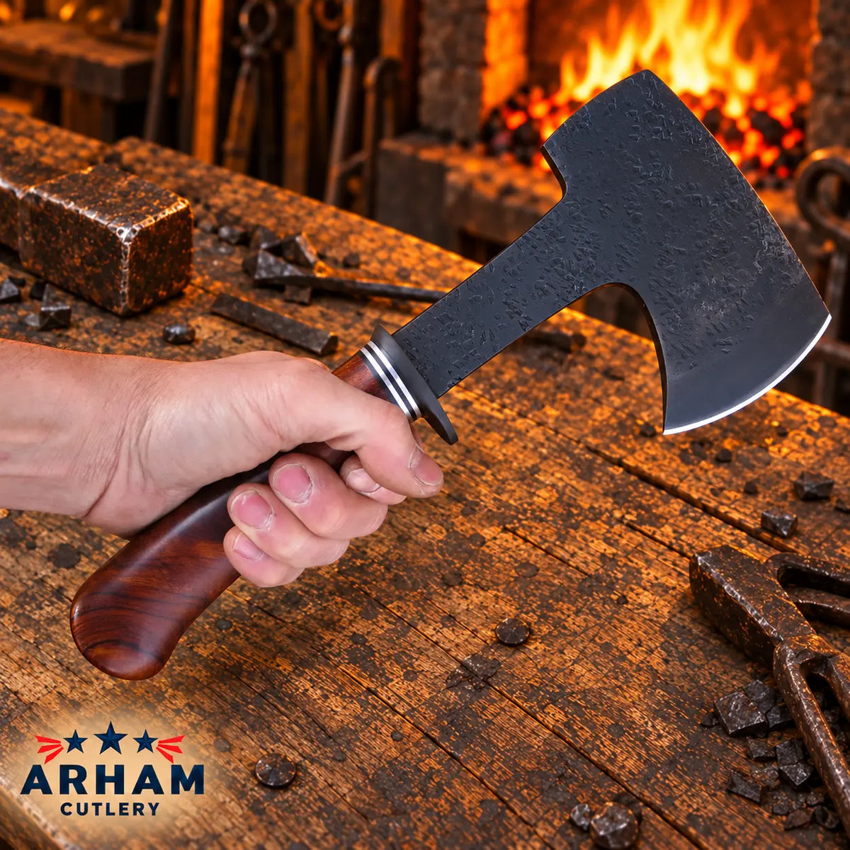 Ironburl Heritage O1 Steel Hatchet – Desert Ironwood Burl Arham Cutlery