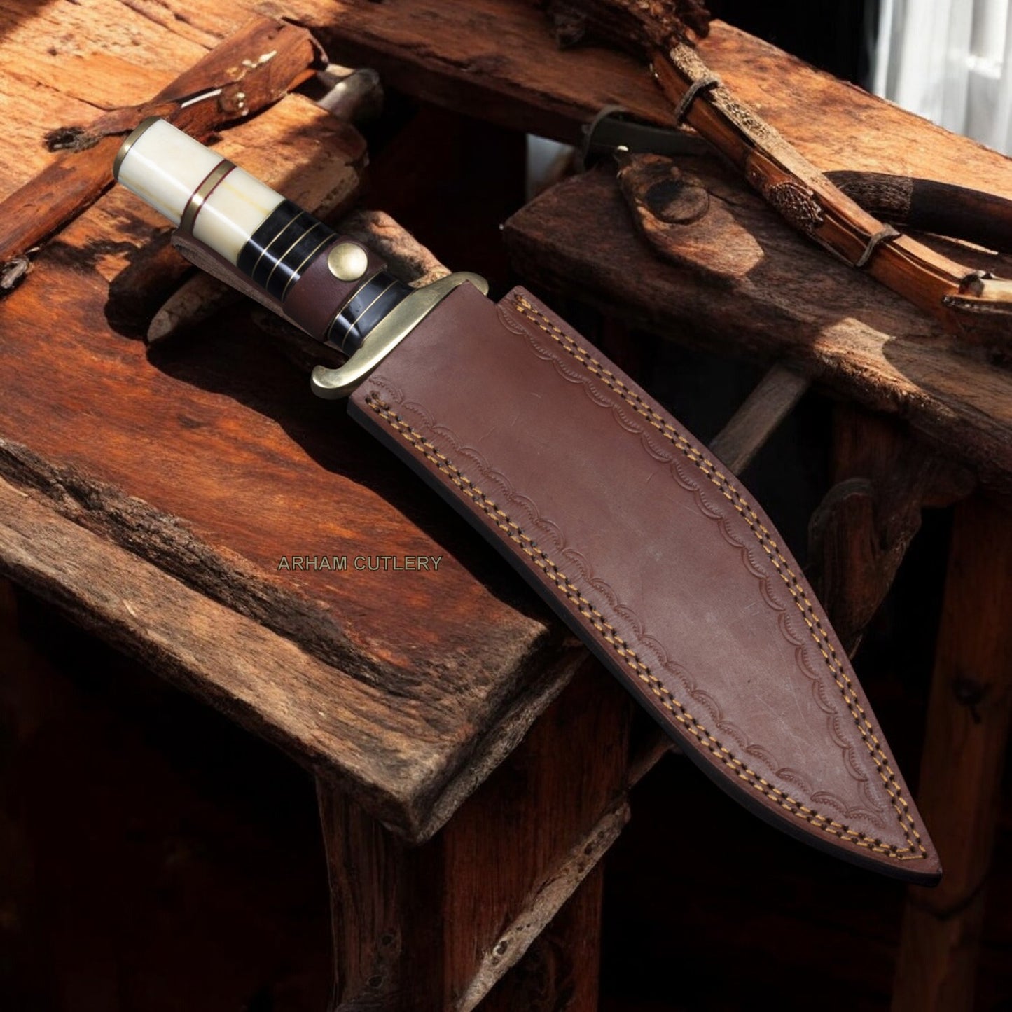 Handmade Hunting Kukri Knife With Leather Sheath