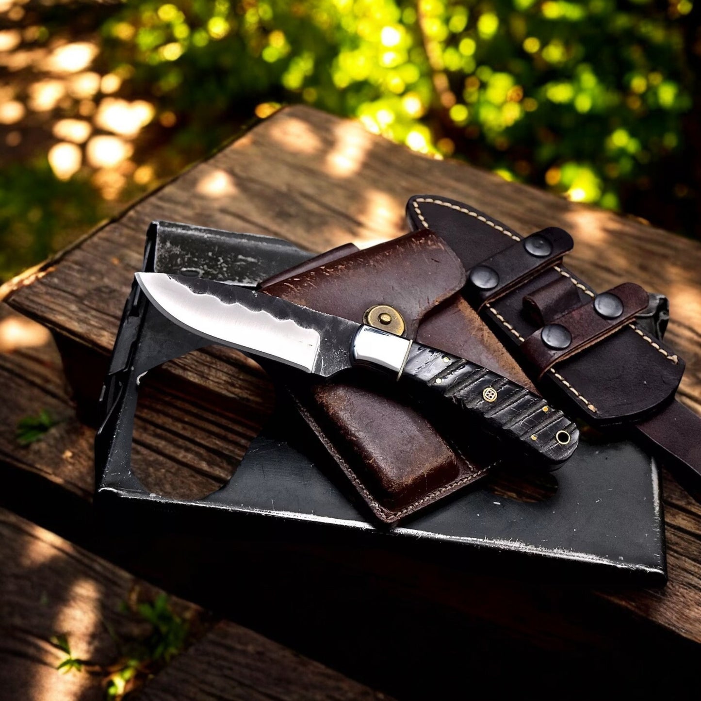 Handmade D2 Steel Knife With Sheep Horn Scales