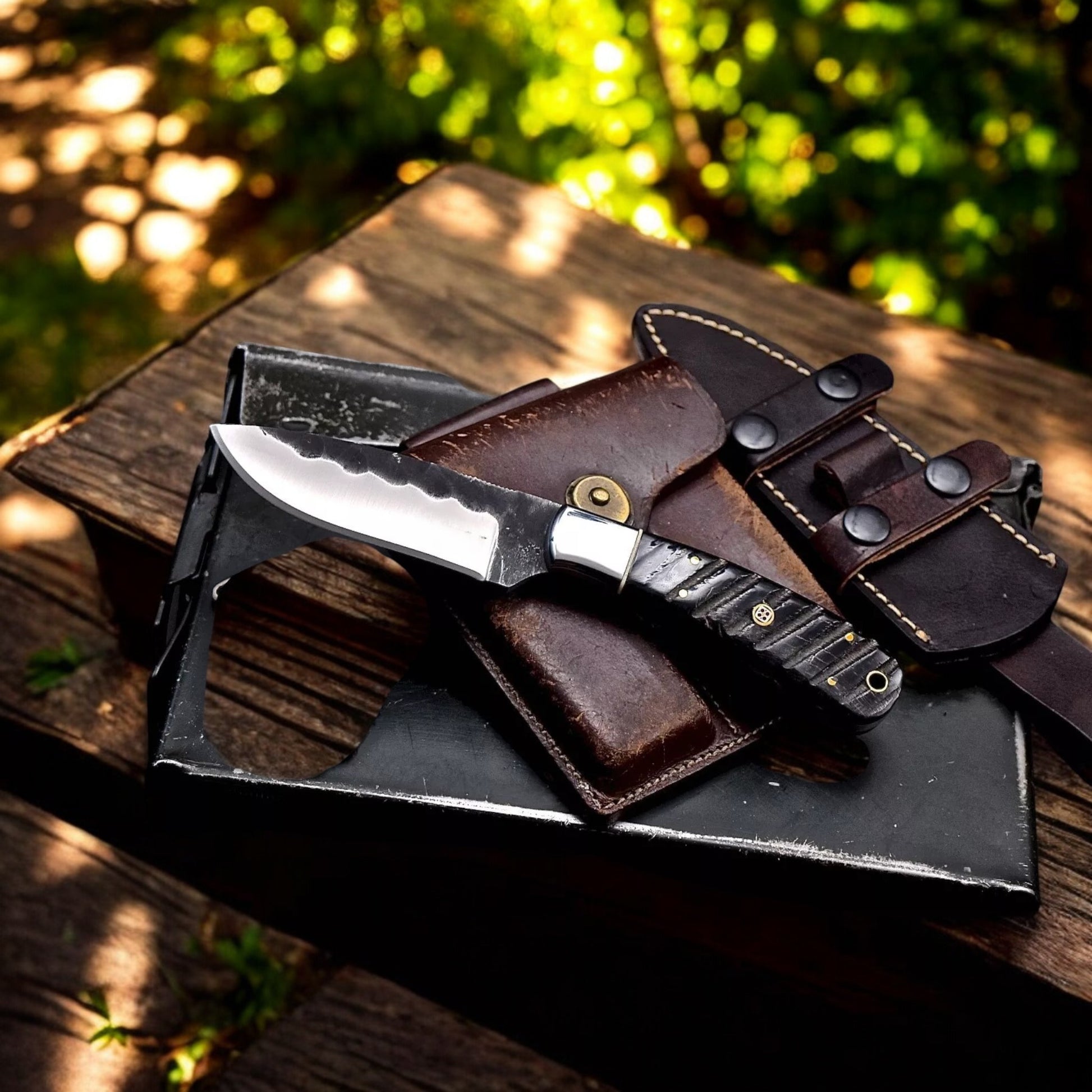 Handmade D2 Steel Knife With Sheep Horn Scales