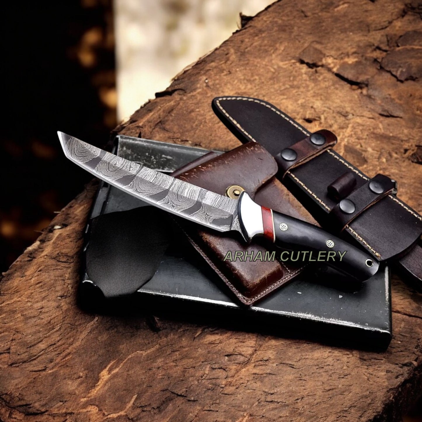 Handmade Damascus Custom TURQUOISE Hunting TANTO Sport Knife