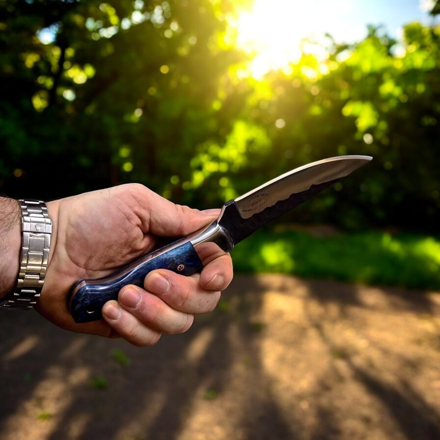 Handmade Fixed Blade Knife With Camel Bone Scales and Leather Sheath