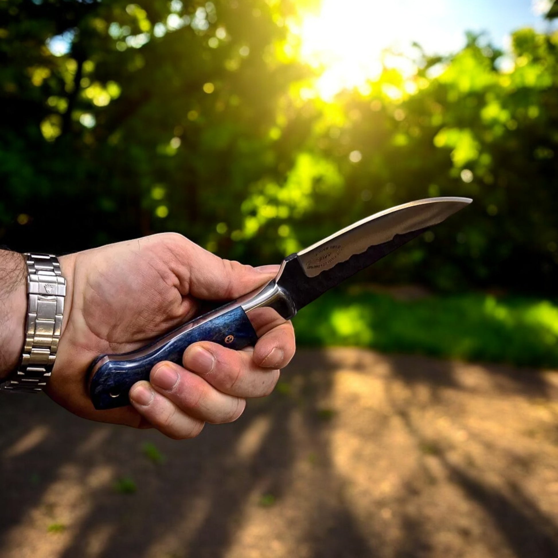 Handmade Fixed Blade Knife With Camel Bone Scales and Leather Sheath