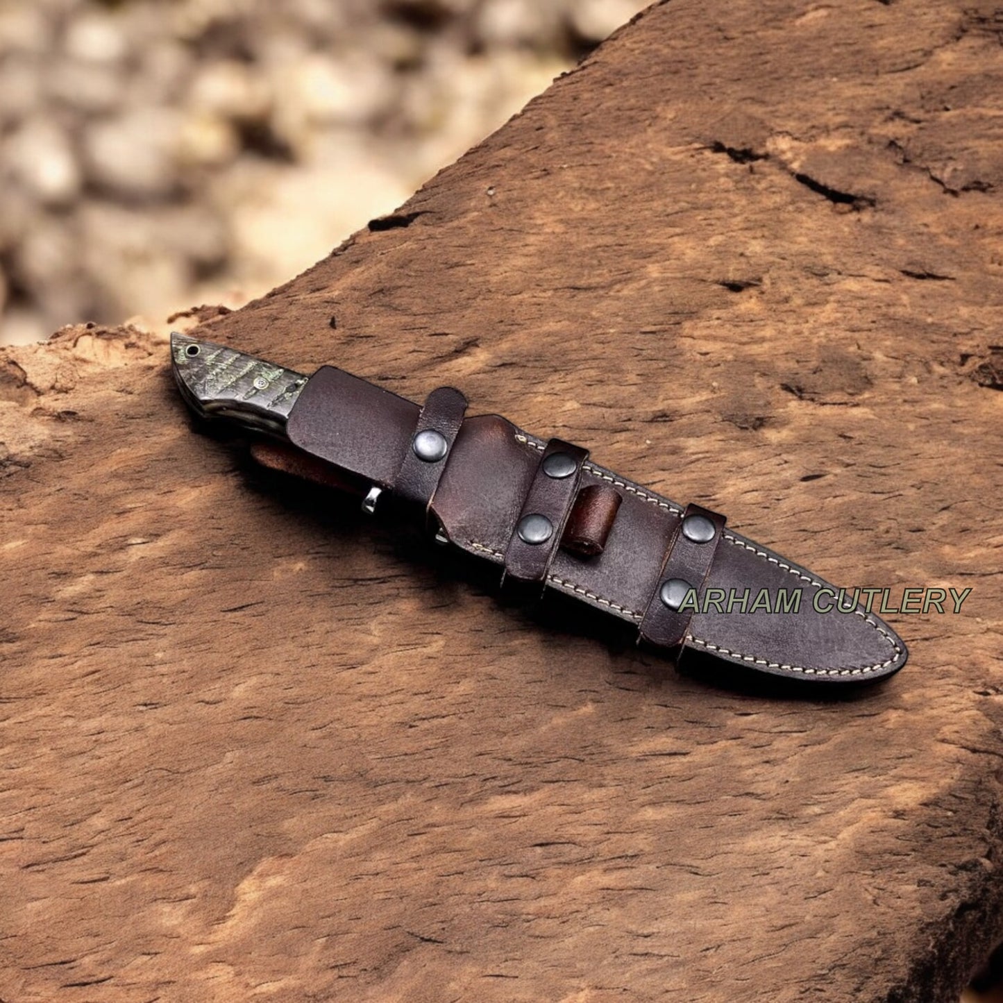 Handmade ATS 34 Custom Sheep Horn Camel Bone Sub Hilt Hunting Knife