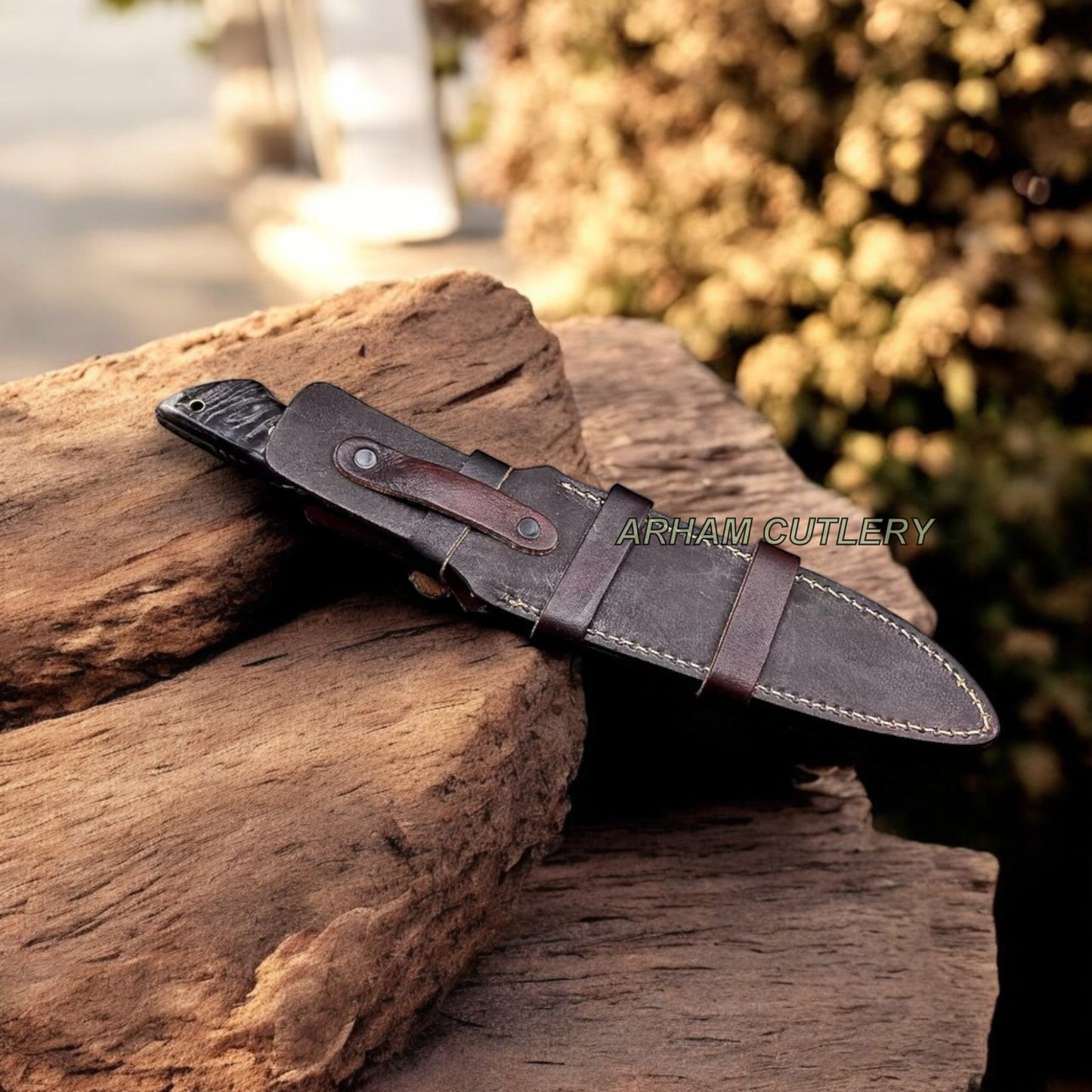 Handmade ATS 34 Custom Sheep Horn Camel Bone Sub Hilt Hunting Knife